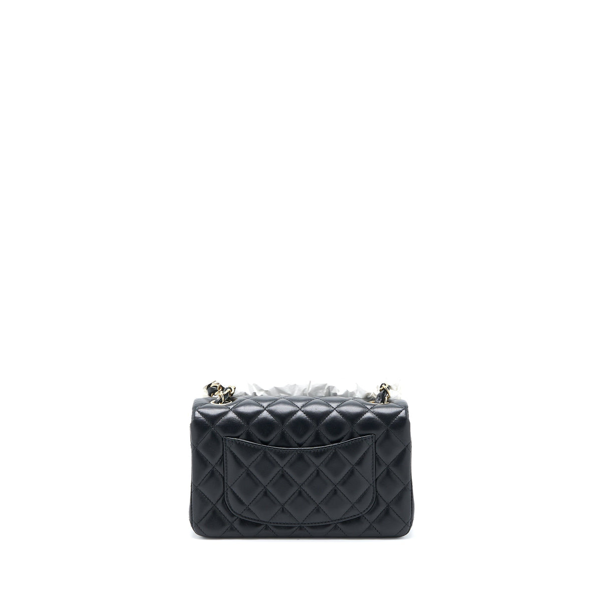 CHANEL MINI RECTANGULAR FLAP BAG LAMBSKIN BLACK LGHW (MICROCHIP)
