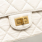 CHANEL 2.55 226 REISSUE DOUBLE FLAP BAG AGED CALFSKIN WHITE GHW