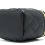 CHANEL SMALL VANITY CLUTCH WITH CHAIN WITH CC PEARL CAVIAR BLACK LGHW