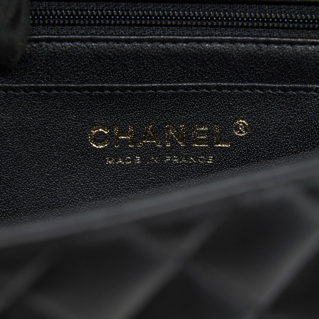 CHANEL TOP HANDLE MINI RECTANGULAR FLAP BAG LAMBSKIN BLACK LGHW (MICROCHIP)