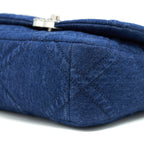 CHANEL 22P SMALL 19 BAG DENIM BLUE WITH GOLD AND SILVER HARDWARE