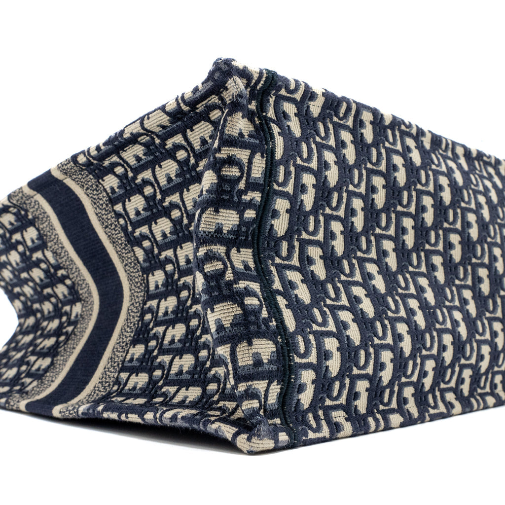 DIOR LARGE BOOK TOTE BLUE DIOR OBLIQUE EMBROIDERY