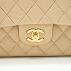 CHANEL MEDIUM CLASSIC DOUBLE FLAP LAMBSKIN BEIGE WITH GHW