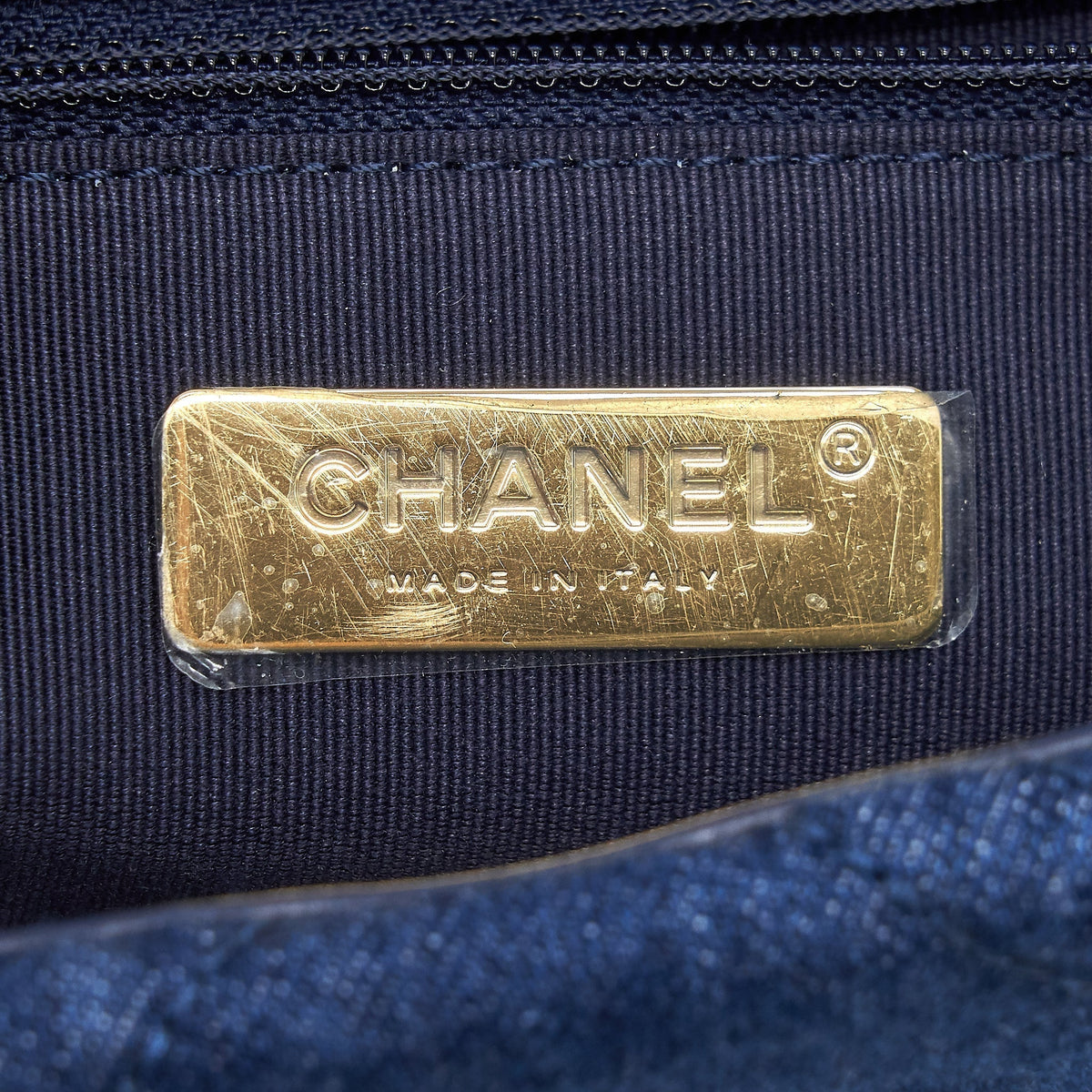 CHANEL 22P SMALL 19 BAG DENIM BLUE WITH GOLD AND SILVER HARDWARE