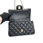 CHANEL 21K TOP HANDLE MINI RECTANGULAR FLAP BAG BLACK GHW