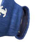 CHANEL 22P SMALL 19 BAG DENIM BLUE WITH GOLD AND SILVER HARDWARE