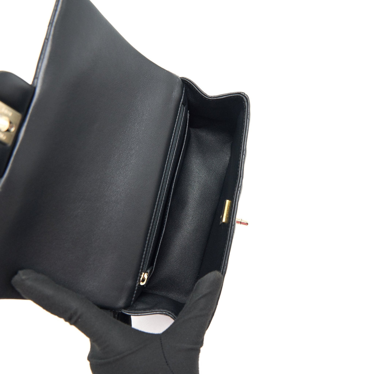 CHANEL 21K TOP HANDLE MINI RECTANGULAR FLAP BAG BLACK GHW