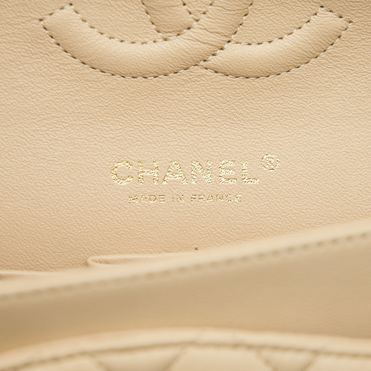 CHANEL MEDIUM CLASSIC DOUBLE FLAP LAMBSKIN BEIGE WITH GHW