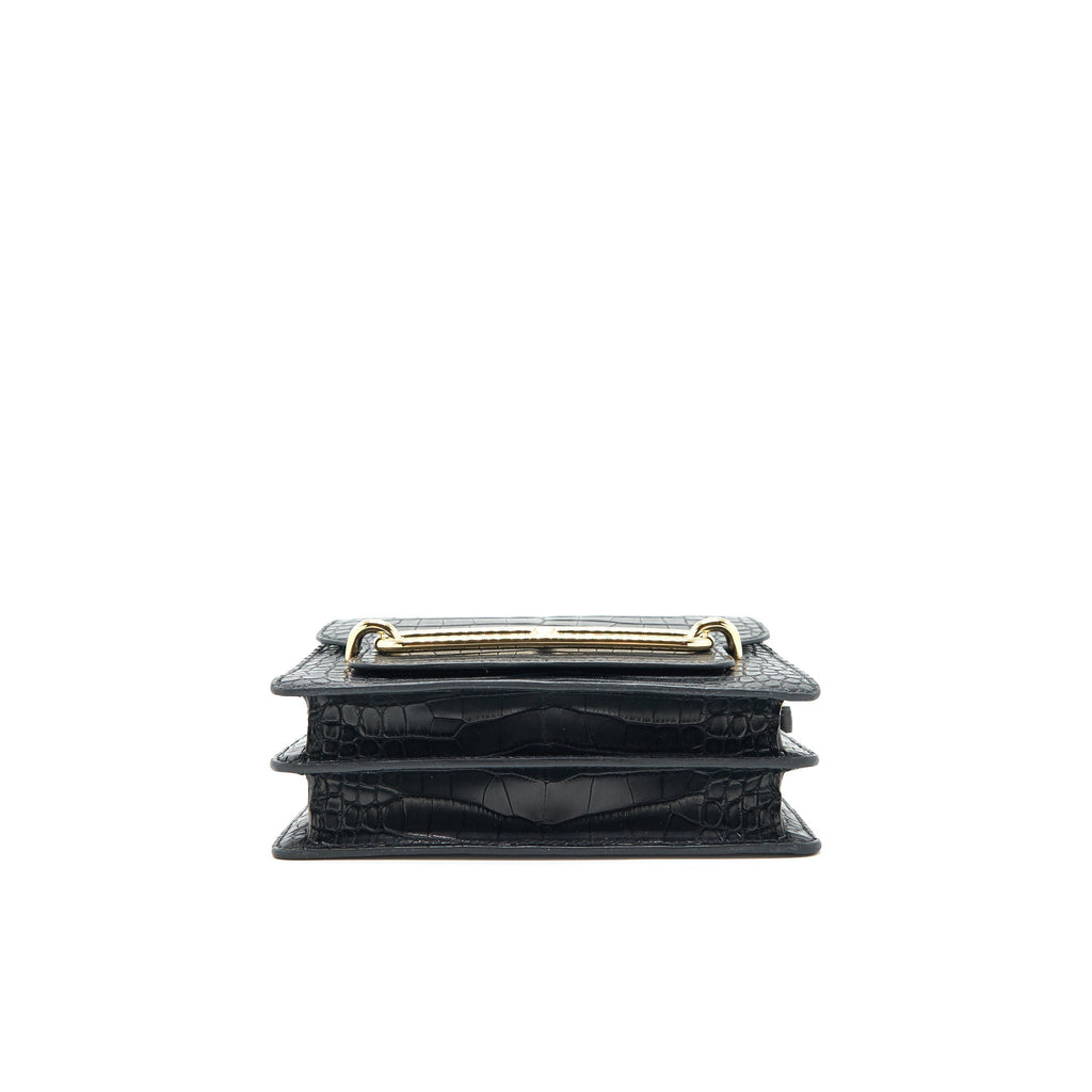 HERMES MINI ROULIS ALLIGATOR MISSISSIPPIESIS MAT 89 BLACK GHW