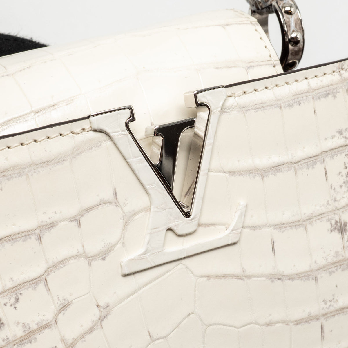 LOUIS VUITTON CAPUCINES MINI HIMALAYAN CROCODILE WHITE SHW