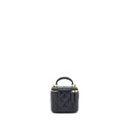 CHANEL TOP HANDLE MINI VANITY WITH CHAIN LAMBSKIN BLACK LGHW