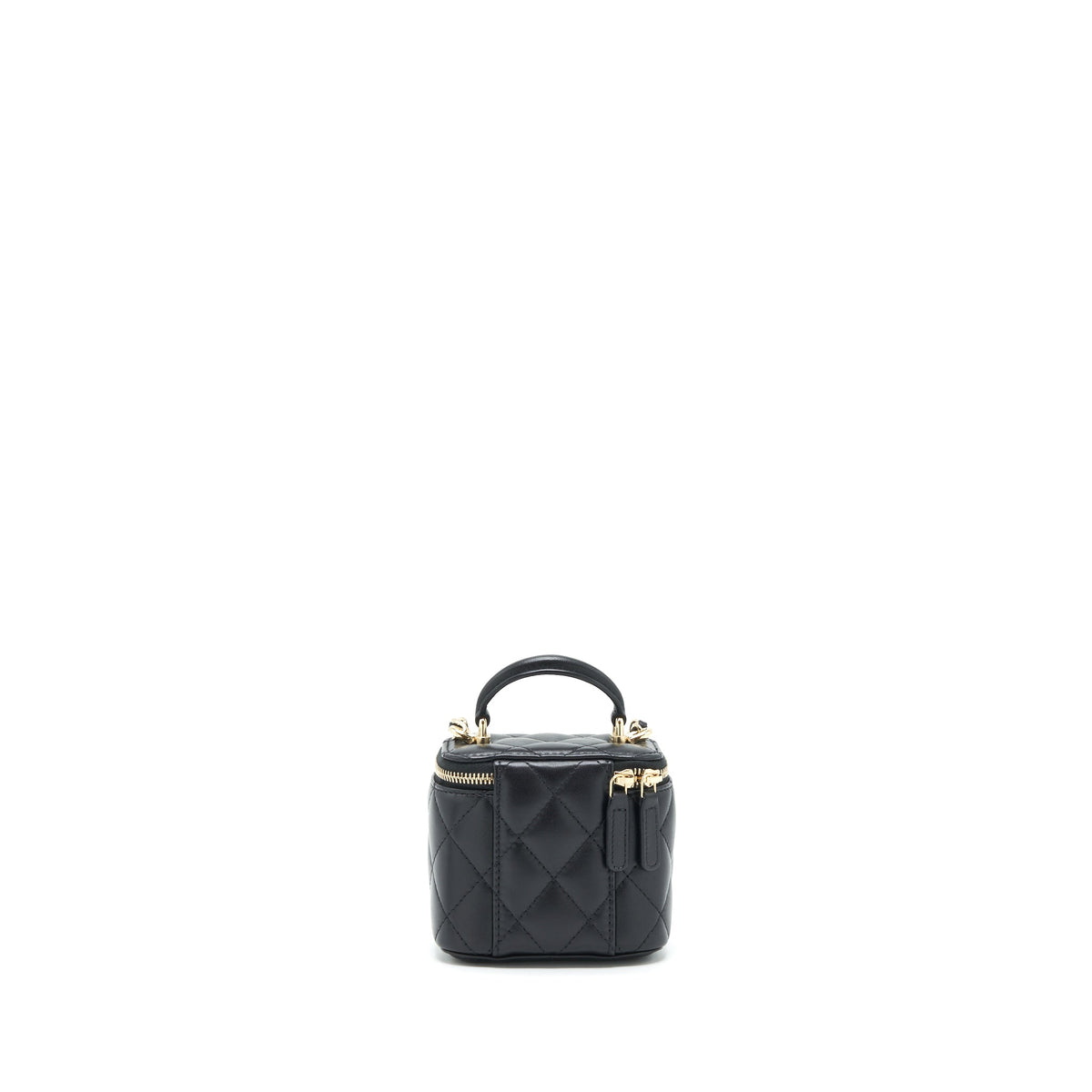 CHANEL TOP HANDLE MINI VANITY WITH CHAIN LAMBSKIN BLACK LGHW