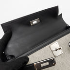 Hermes kelly 28 sellier toile H / swift ecru - black / black SHW