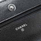 CHANEL CLASSIC WALLET ON CHAIN CAVIAR BLACK SHW (MICROCHIP)