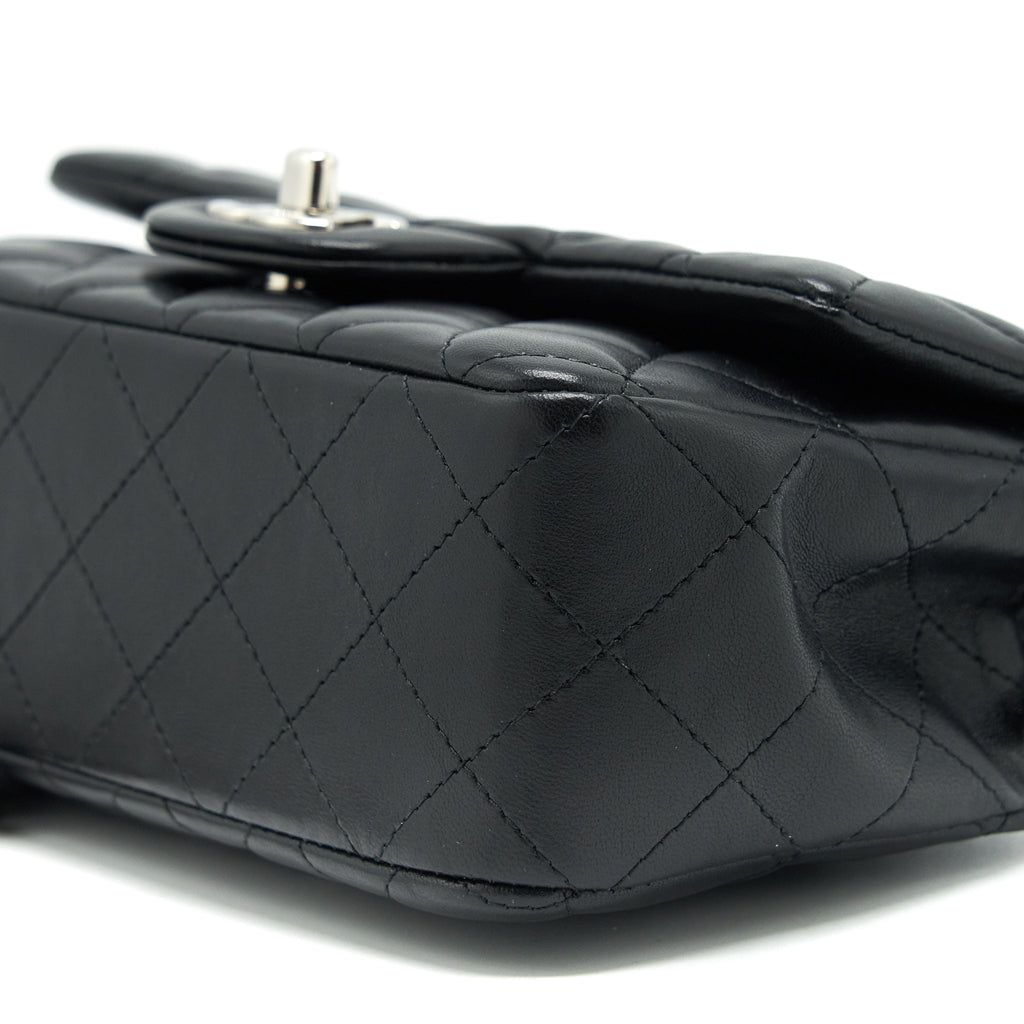 CHANEL MINI RECTANGULAR FLAP BAG LAMBSKIN BLACK SHW