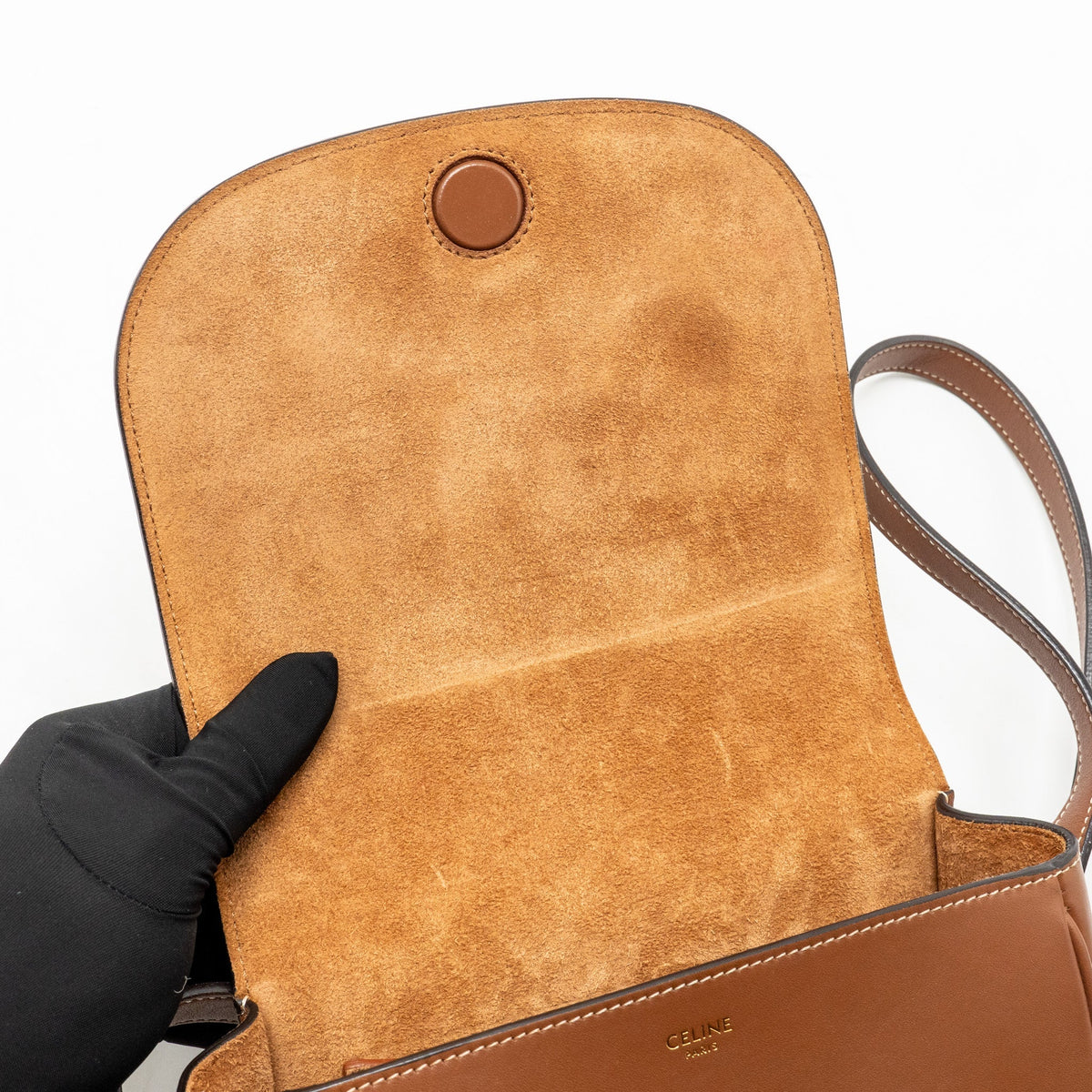 Celine Folco Cuir Triomphe Crossbody Bag Smooth Calfskin Tan GHW