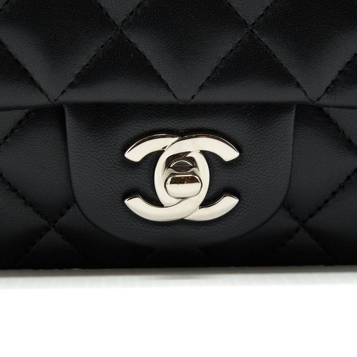 CHANEL MINI RECTANGULAR FLAP BAG LAMBSKIN BLACK SHW