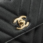 CHANEL SMALL COCO HANDLE CHEVRON CAVIAR BLACK LGHW