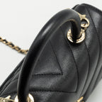CHANEL SMALL COCO HANDLE CHEVRON CAVIAR BLACK LGHW
