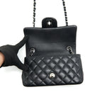 CHANEL MINI RECTANGULAR FLAP BAG LAMBSKIN BLACK SHW