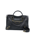 BALENCIAGA EDGE CITY BAG GOATSKIN BLACK GHW