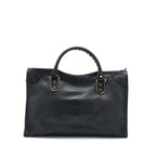 BALENCIAGA EDGE CITY BAG GOATSKIN BLACK GHW