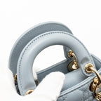 DIOR MICRO LADY DIOR LAMBSKIN GREY LGHW