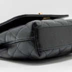 CHANEL COCO HANDLE CLUTCH WITH CHAIN CAVIAR BLACK LGHW (MICROCHIP)