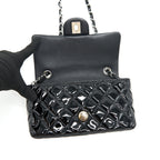 CHANEL MINI RECTANGULAR FLAP BAG PATENT LEATHER BLACK SHW