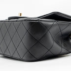 CHANEL PEARL CRUSH MINI RECTANGULAR LAMBSKIN BLACK LGHW (MICROCHIP)