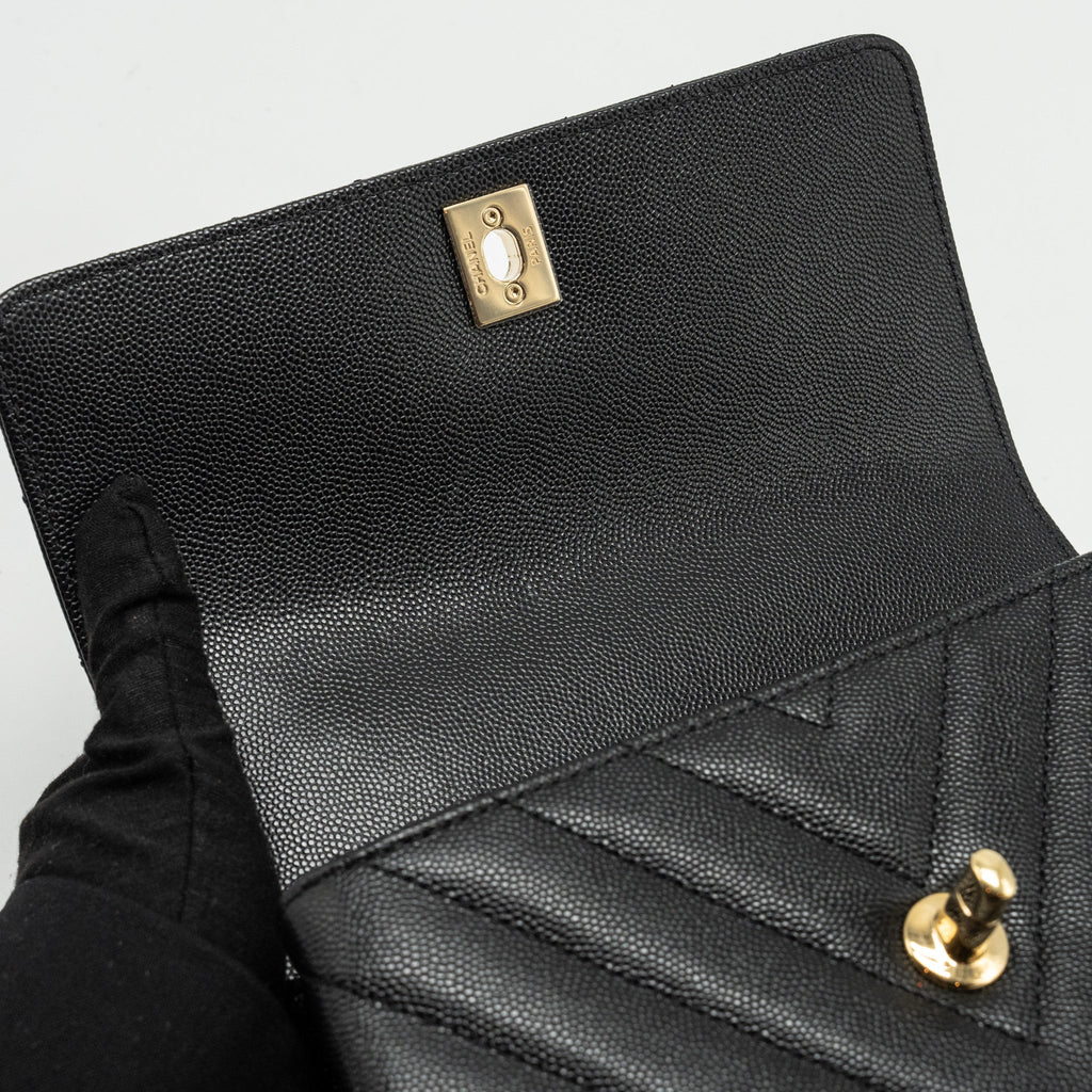 CHANEL SMALL COCO HANDLE CHEVRON CAVIAR BLACK LGHW