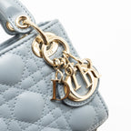 DIOR MICRO LADY DIOR LAMBSKIN GREY LGHW