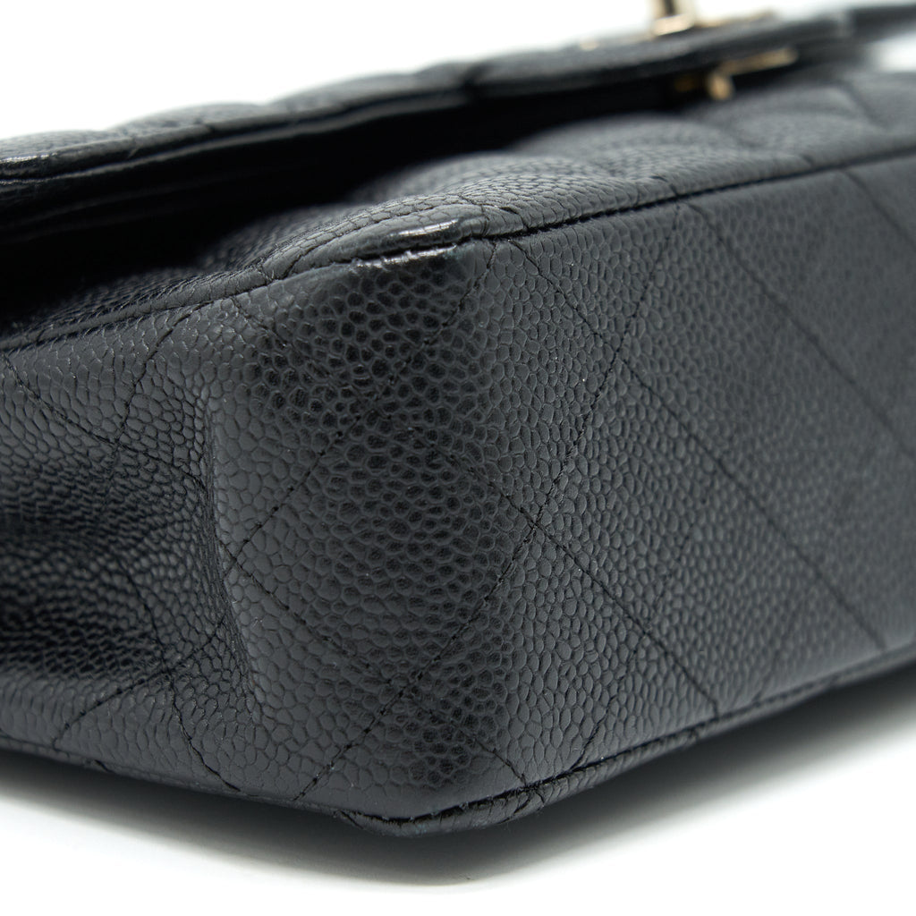 CHANEL MEDIUM CLASSIC DOUBLE FLAP CAVIAR BLACK SHW SERIAL 12