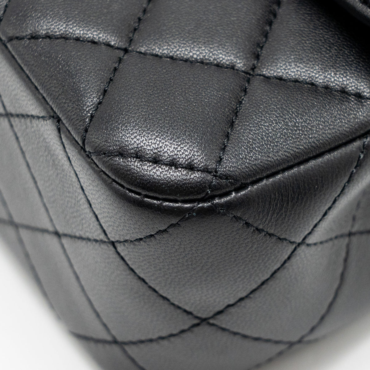 CHANEL PEARL CRUSH MINI RECTANGULAR LAMBSKIN BLACK LGHW (MICROCHIP)
