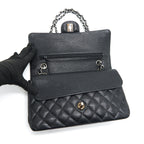 CHANEL MEDIUM CLASSIC DOUBLE FLAP CAVIAR BLACK SHW SERIAL 12