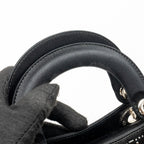 DIOR MINI LADY DIOR SATIN WITH CRYSTAL BLACK SHW
