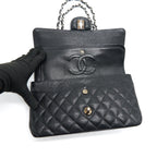 CHANEL MEDIUM CLASSIC DOUBLE FLAP CAVIAR BLACK SHW SERIAL 12