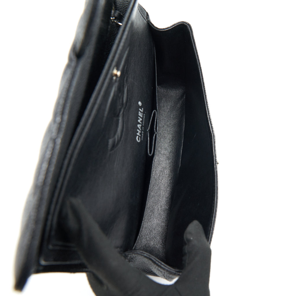 CHANEL MEDIUM CLASSIC DOUBLE FLAP CAVIAR BLACK SHW SERIAL 12