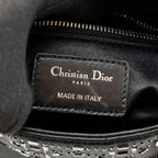 DIOR MINI LADY DIOR SATIN WITH CRYSTAL BLACK SHW