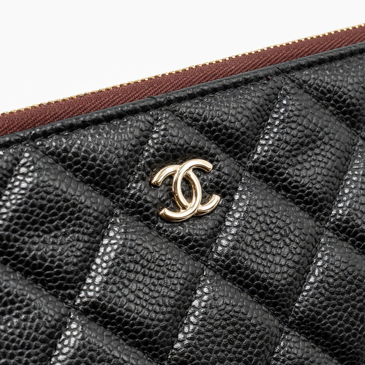 CHANEL CLASSIC ZIPPED POUCH CAVIAR BLACK LGHW