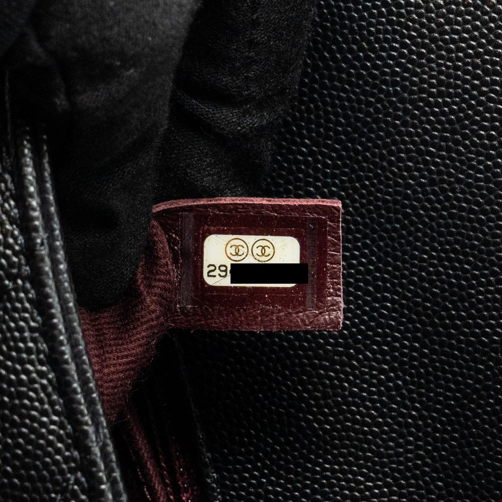 CHANEL SMALL COCO HANDLE CHEVRON CAVIAR BLACK LGHW