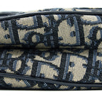 DIOR SADDLE BAG WITH REMOVABLE SHOULDER STRAP OBLIQUE EMBROIDERY BLUE GHW