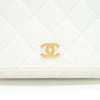 CHANEL SMALL WALLET ON CHAIN WITH RIBBON CHAIN LAMBSKIN WHITE GHW