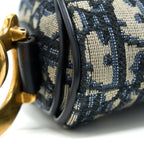 DIOR SADDLE BAG WITH REMOVABLE SHOULDER STRAP OBLIQUE EMBROIDERY BLUE GHW