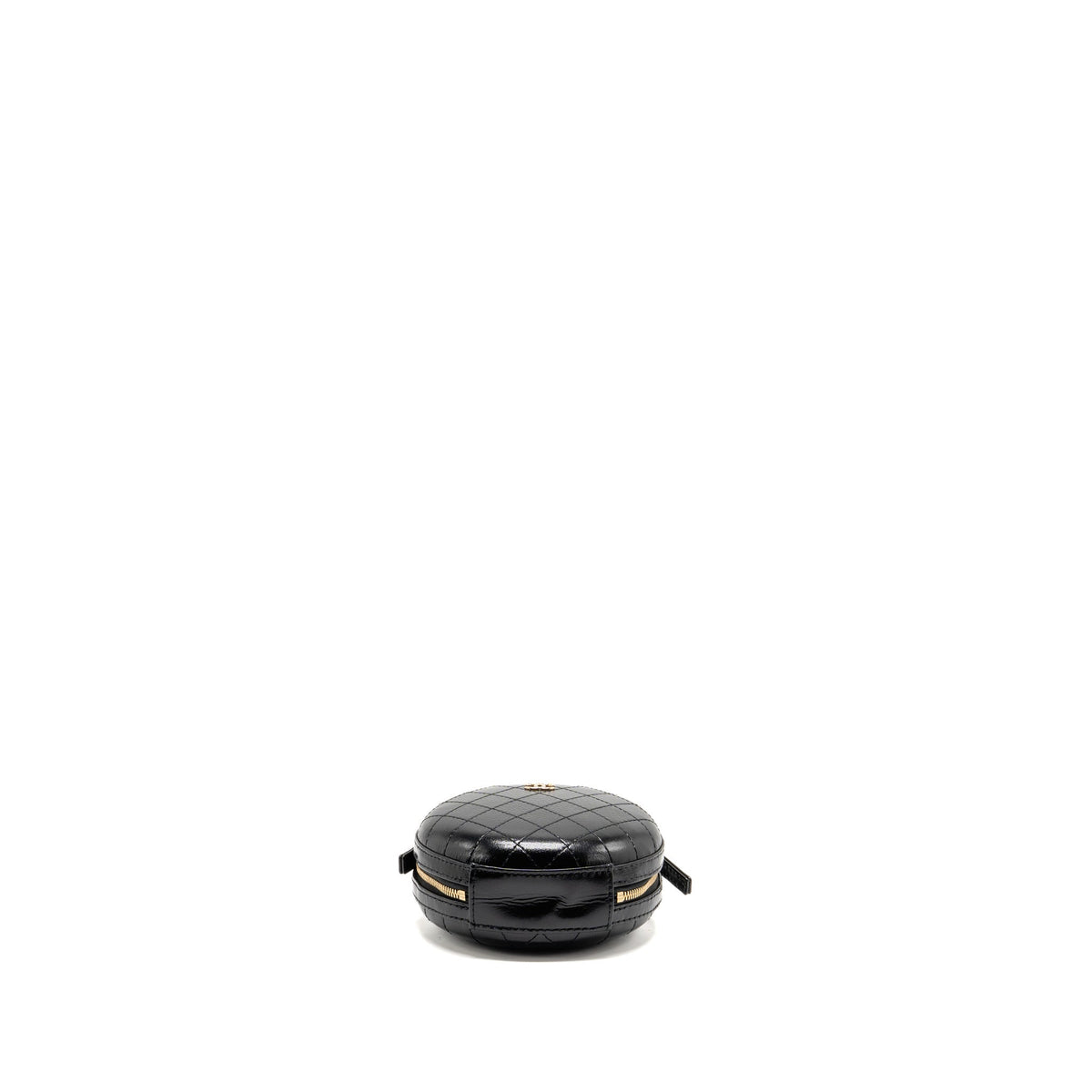 Chanel mini round clutch with chain shiny calfskin leather black GHW
