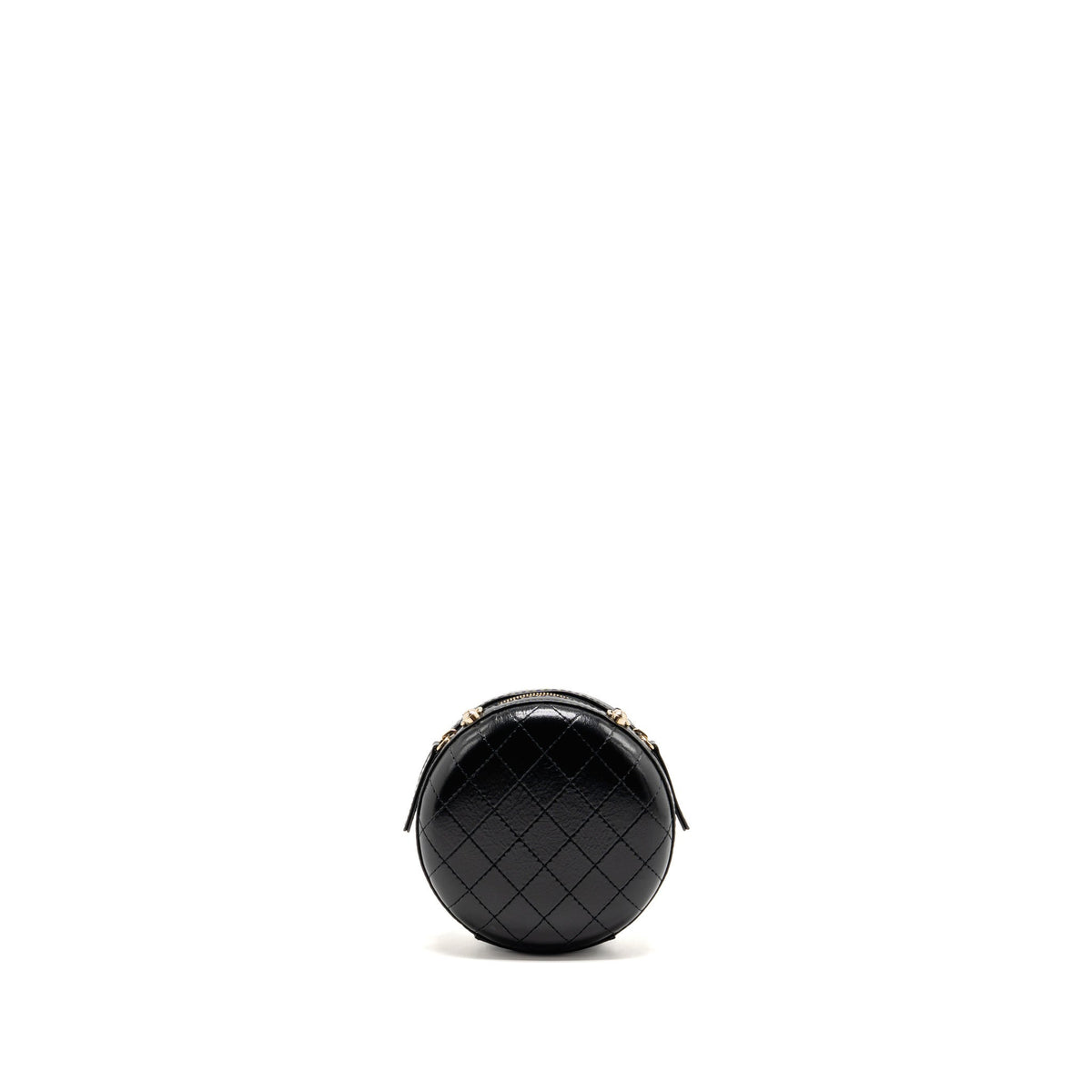 Chanel mini round clutch with chain shiny calfskin leather black GHW