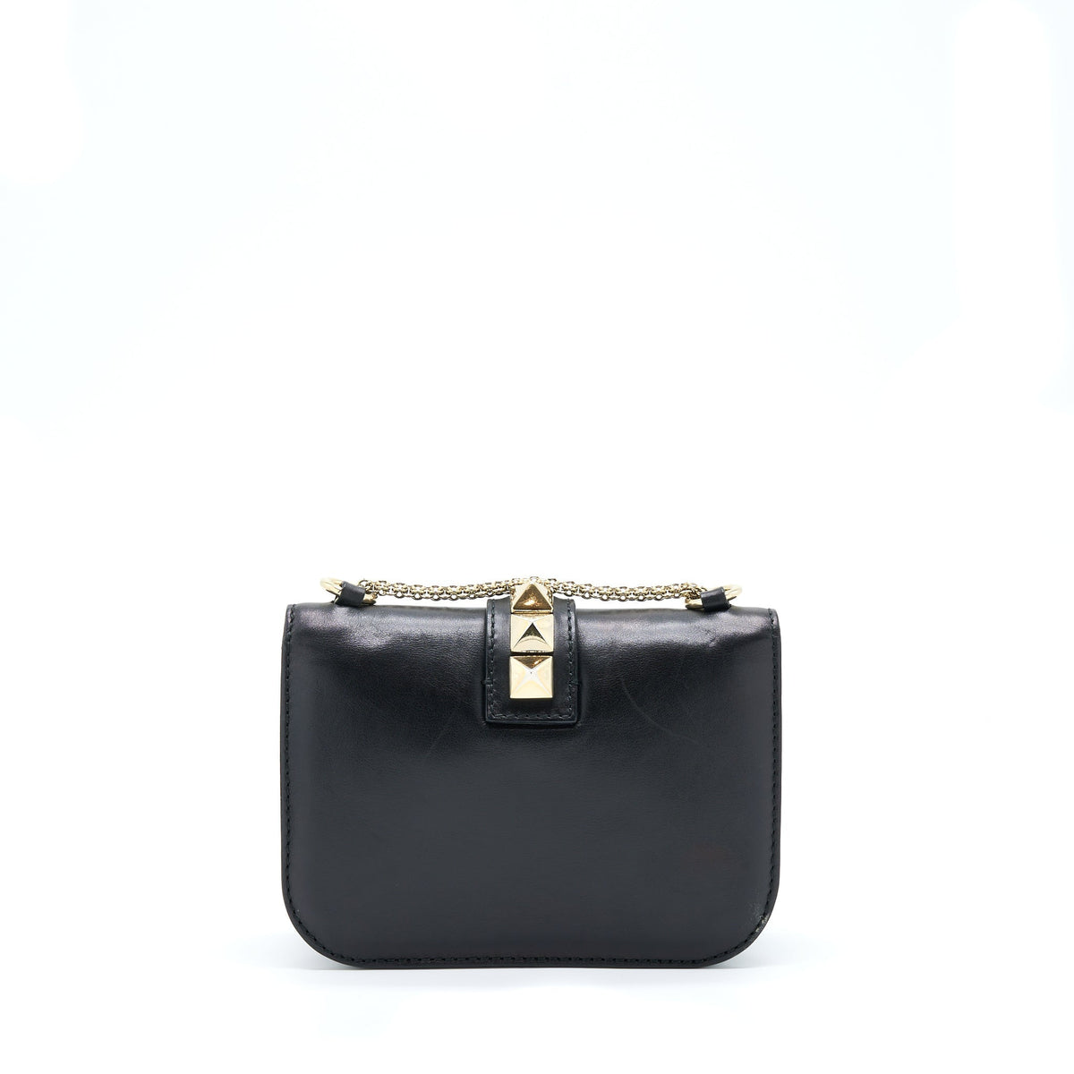 VALENTINO SMALL ROCKSTUD CROSSBODY BAG WITH CHAIN BLACK LGHW
