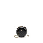 Chanel mini round clutch with chain shiny calfskin leather black GHW
