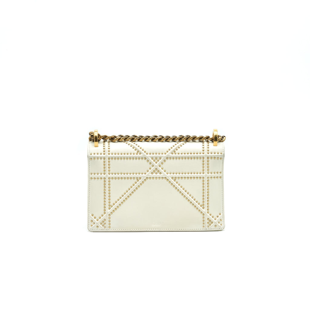 DIOR DIORAMA STUDDED LAMBSKIN SMALL WHITE WITH GHW