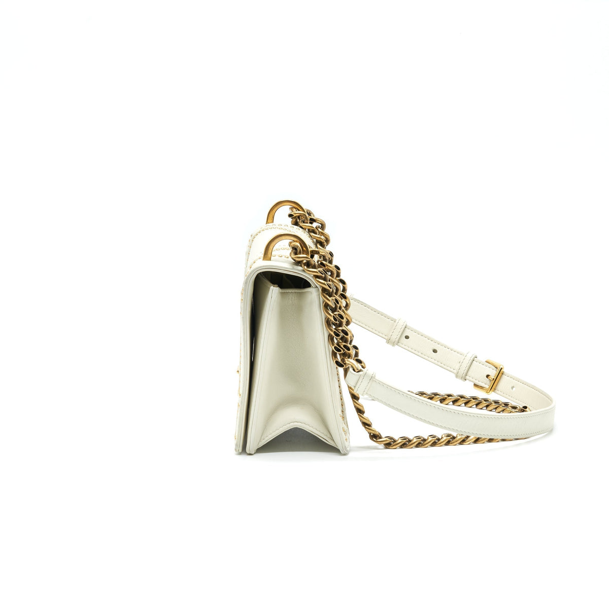 DIOR DIORAMA STUDDED LAMBSKIN SMALL WHITE WITH GHW